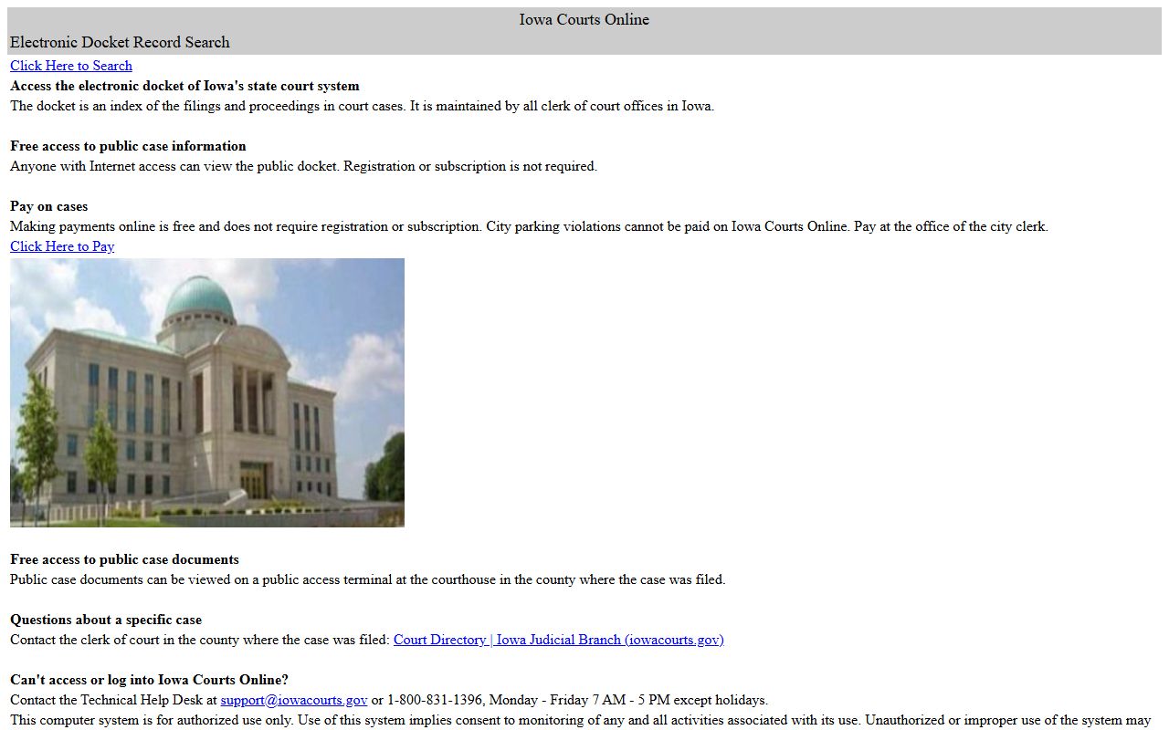Iowa Courts Online public docket gateway