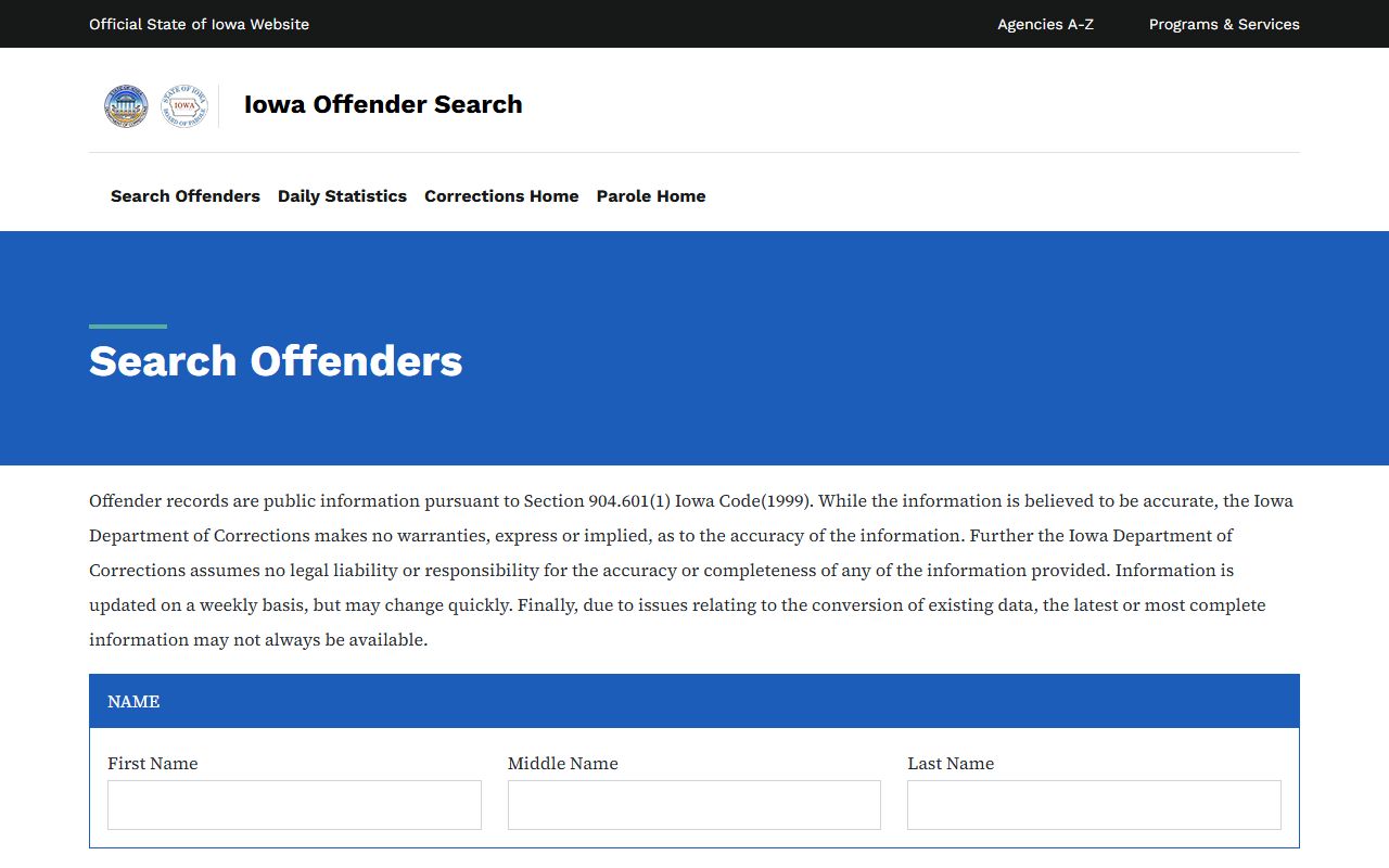 Iowa DOC offender search for Montgomery County inmate population transfers