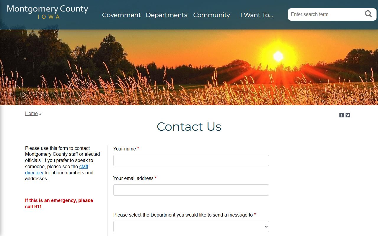Montgomery County inmate records contact form with Sheriff department option